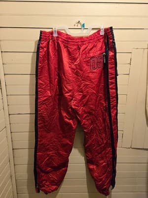 FUBU Track Pants Mens XXL Red Side Stripe 05 Fubu League Zip Pocket Joggers - Thumbnail 4