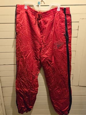 FUBU Track Pants Mens XXL Red Side Stripe 05 Fubu League Zip Pocket Joggers - Image 1