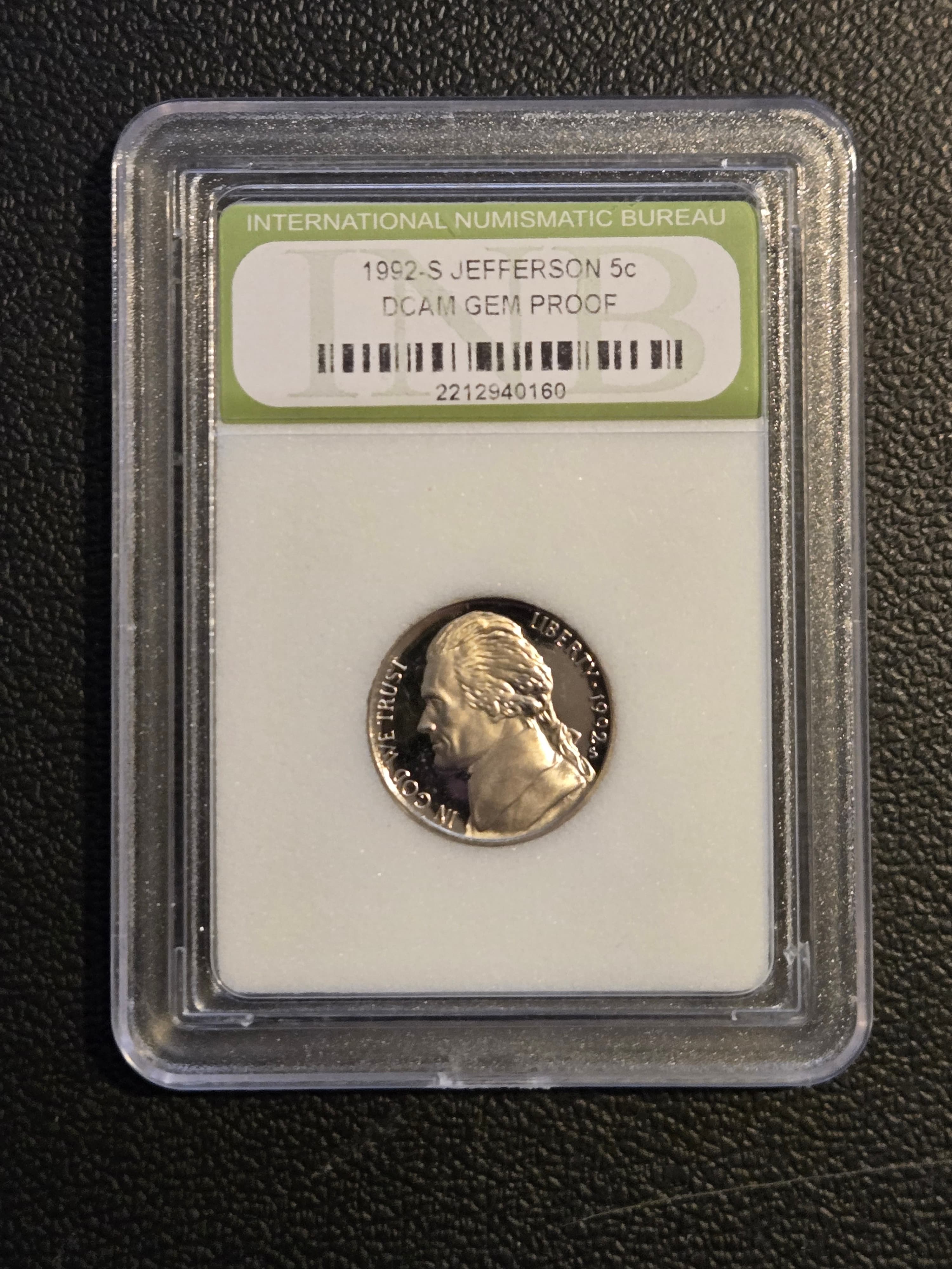 1992-S Jefferson Nickel DCAM Gem Proof - Deep Cameo - INB Graded - Image 1
