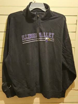 Campus One Sweatshirt Mens XL Illinois Valley Quarter Zip Pullover Black - Image 1