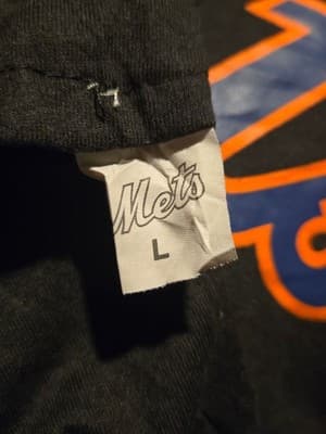 Mets T-Shirt Mens L Hooded Short Sleeve Black Citi Sleeve Logo Team Script - Thumbnail 2