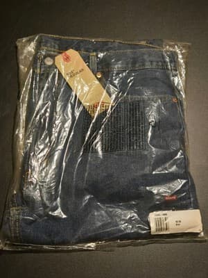 Levis 505 Jeans Mens 40 30 Regular Classic Straight Dark Blue Denim New in Bag - Thumbnail 2