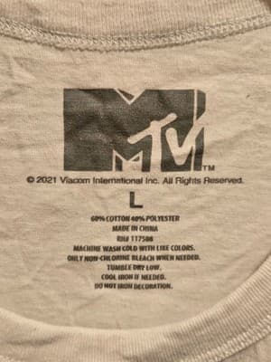 MTV T-Shirt Mens L White Floral Logo Music Television Graphic Tee Licensed 2021 - Thumbnail 2