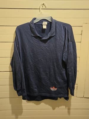 Adidas Long Sleeve Polo Men's XL-3XL Navy Trefoil Casual Oversized Sweatshirt - Image 1