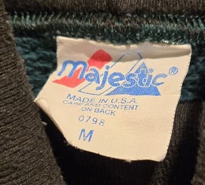 Majestic NFL Jets Vintage Sweatshirt Mens M Green Pullover Turtleneck Logo Patch - Thumbnail 2