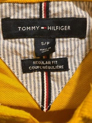 Tommy Hilfiger Polo Shirt Mens S Yellow Navy Striped Short Sleeve Regular Fit - Thumbnail 2