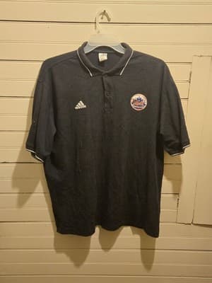 Adidas Polo Shirt Mens XL New York Mets Embroidered Logo Navy Short Sleeve MLB - Image 1