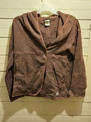 The North Face Jacket Womens S Hooded Fleece Open Front Pockets Brown Cozy - Image 1