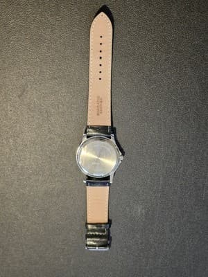 Buffalo Bills Watch Mens Black Leather Strap Analog Team Logo Silver Case NFL - Thumbnail 2