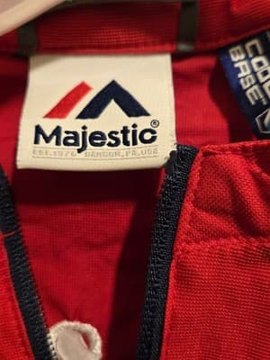 Majestic Pullover Windbreaker Mens S16 Red Embroidered Logo Half Zip Lightweight - Thumbnail 3