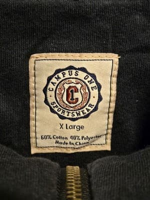 Campus One Sweatshirt Mens XL Illinois Valley Quarter Zip Pullover Black - Thumbnail 2