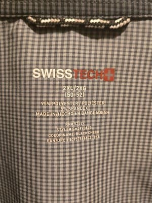 SwissTech Shirt Mens 2XL Black Check Long Sleeve Outdoor Woven Button Snap - Thumbnail 2