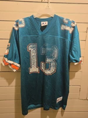 Logo Athletic Jersey Mens XL Miami Dolphins Marino #13 Teal Distressed Worn - Thumbnail 3