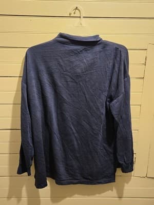 Adidas Long Sleeve Polo Men's XL-3XL Navy Trefoil Casual Oversized Sweatshirt - Thumbnail 3