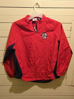 Majestic Pullover Windbreaker Mens S16 Red Embroidered Logo Half Zip Lightweight - Image 1