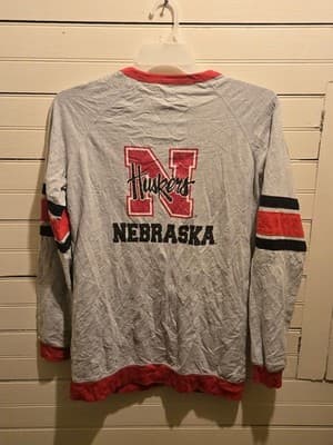 College Classics Cardigan Womens L Nebraska Huskers V-Neck Button Gray Red - Thumbnail 2