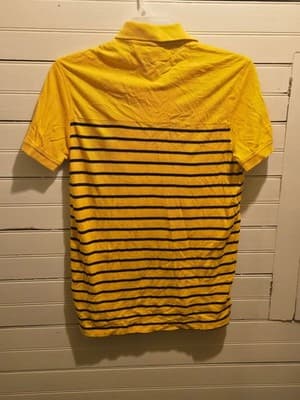 Tommy Hilfiger Polo Shirt Mens S Yellow Navy Striped Short Sleeve Regular Fit - Thumbnail 3