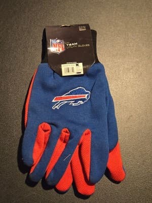 NFL Team Gloves Mens Buffalo Bills Blue Red Utility Embroidered Logo Nonslip - Image 1