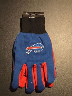 NFL Team Gloves Mens Buffalo Bills Blue Red Utility Embroidered Logo Nonslip - Thumbnail 2