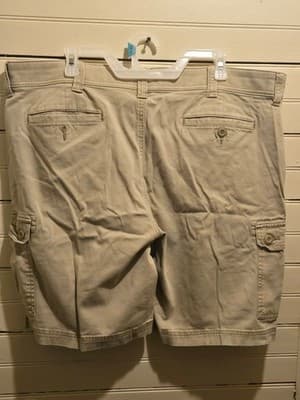 St Johns Bay Cargo Shorts Mens 42 Khaki 98% Cotton Stretch 6-Pocket Summer - Thumbnail 4