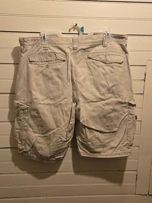 Lee Cargo Shorts Mens 38 Khaki Beige 100% Cotton Multi Pocket Relaxed Fit - Thumbnail 3