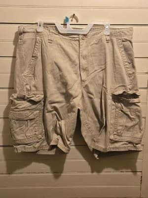 Lee Cargo Shorts Mens 38 Khaki Beige 100% Cotton Multi Pocket Relaxed Fit - Thumbnail 4