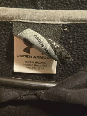 Under Armour Hoodie Mens XXL Black Red Fleece Lined Pullover Hooded Sweatshirt - Thumbnail 2