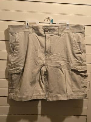 St Johns Bay Cargo Shorts Mens 42 Khaki 98% Cotton Stretch 6-Pocket Summer - Image 1