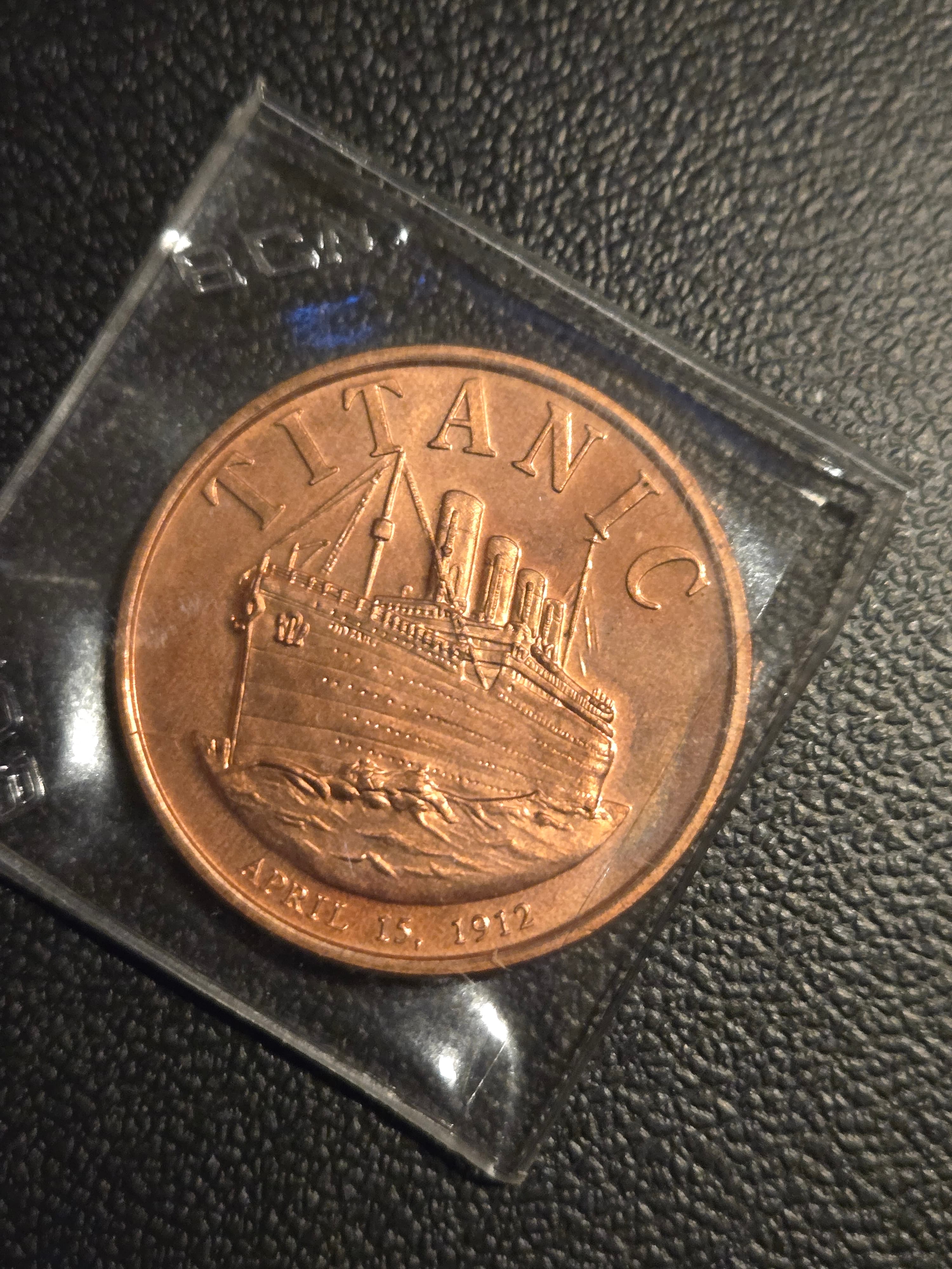 1912 Titanic Commemorative Medal - Copper .999 Fine - USA - Image 1
