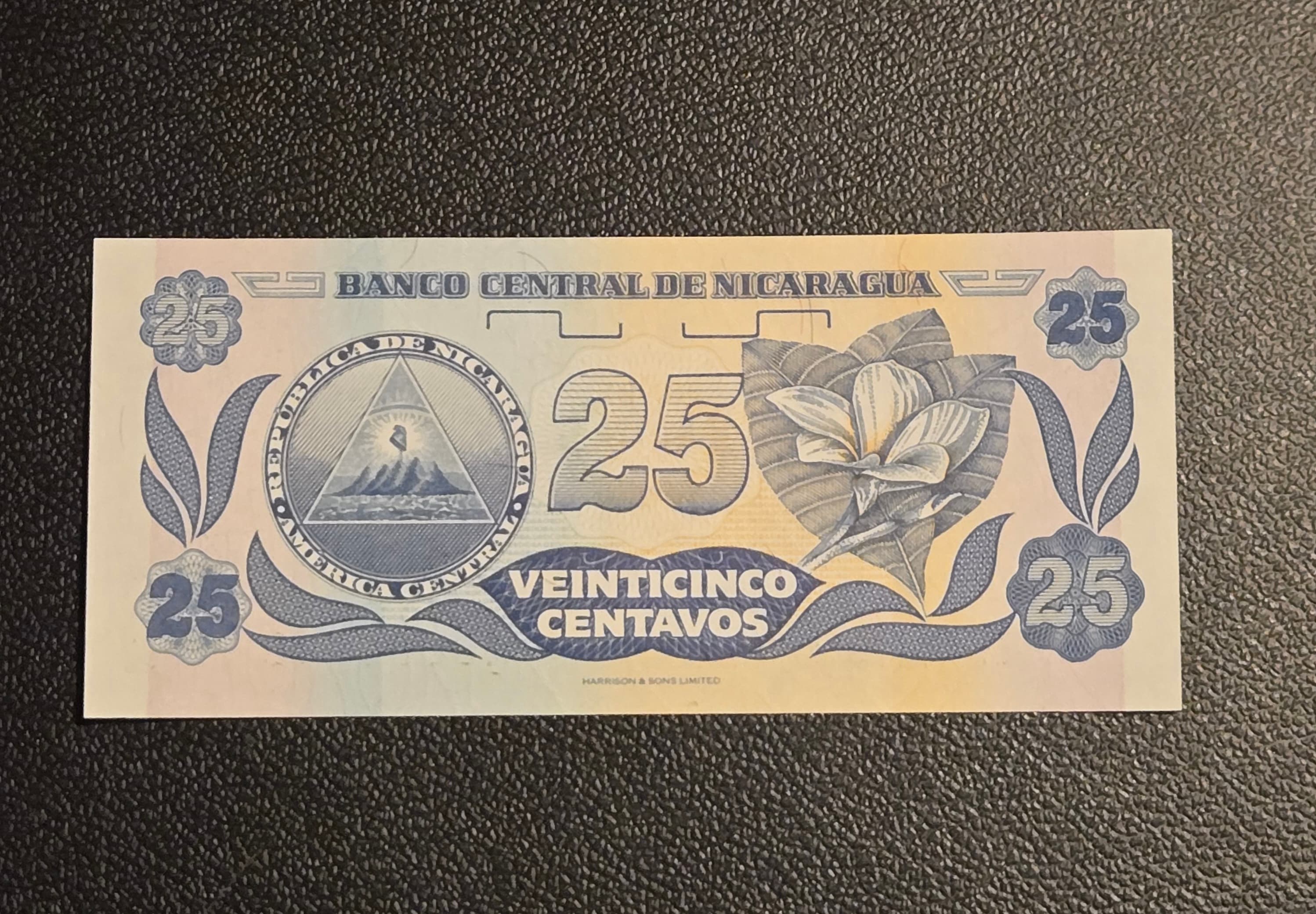 1991 Nicaragua 25 Centavos Uncirculated World Paper Money Bill - Thumbnail 2