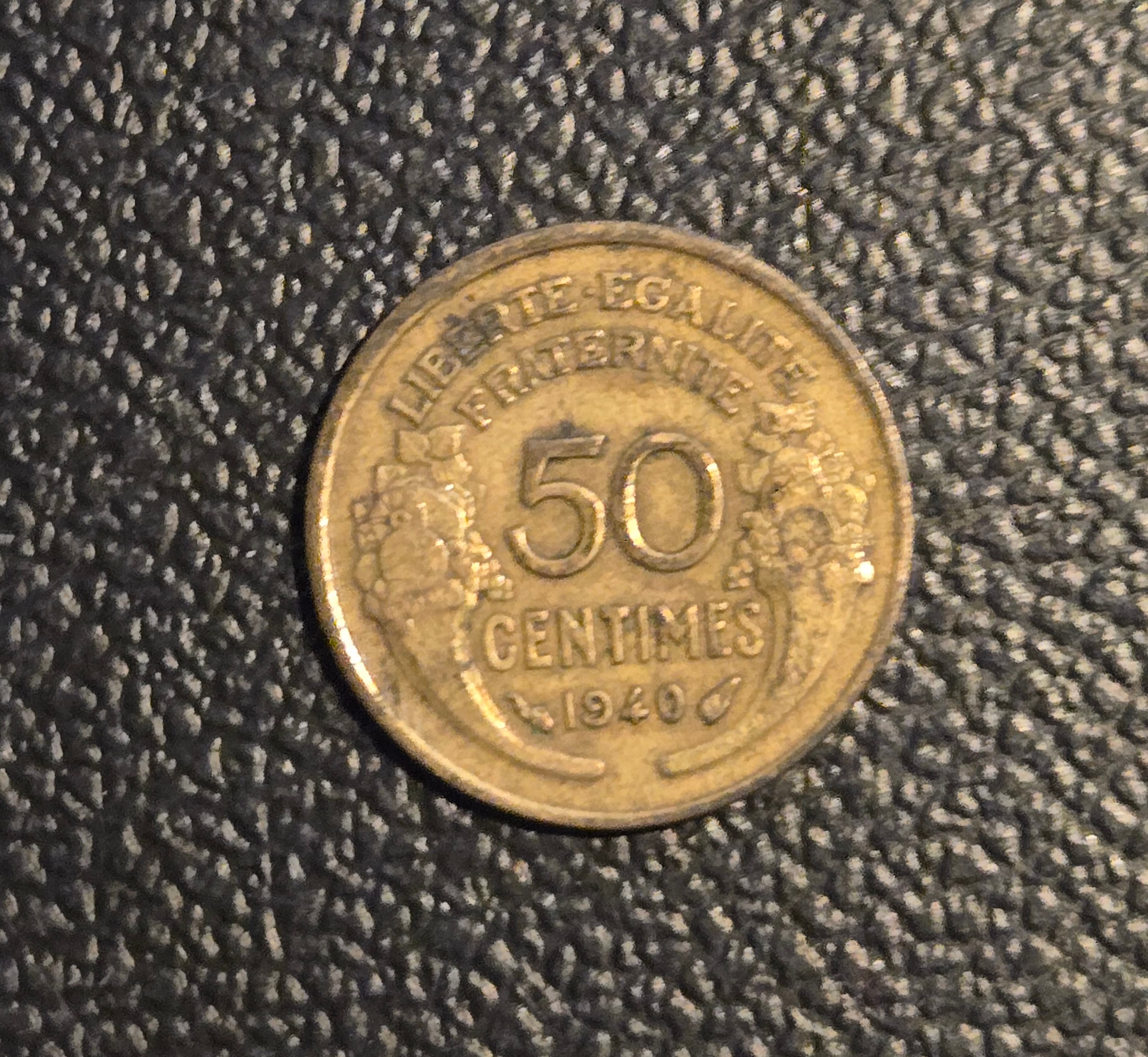 1940 France 50 Centimes Bronze Coin, Very Good Condition, Collectible - Thumbnail 2