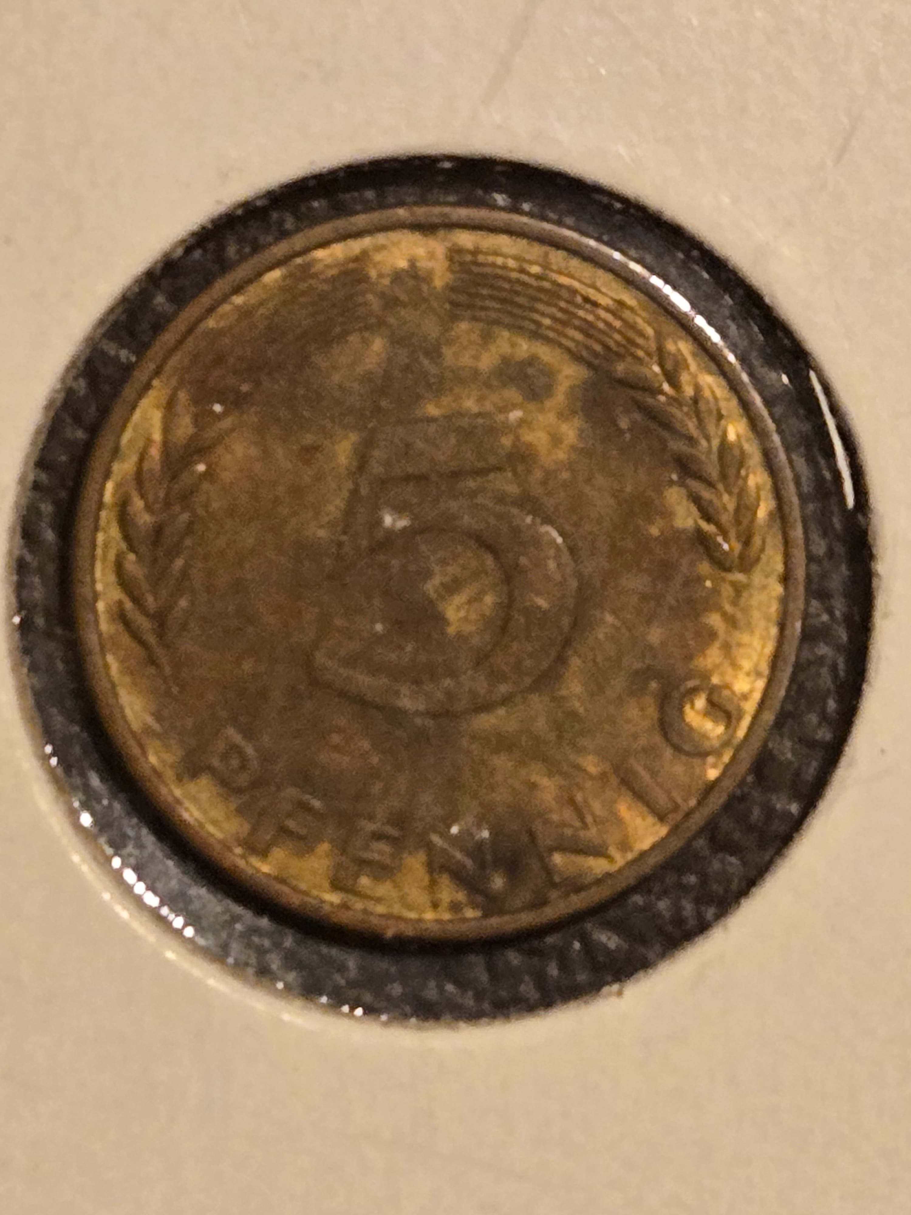 1950 Germany 5 Pfennig Coin - Collectible Copper-Nickel Currency - Image 1