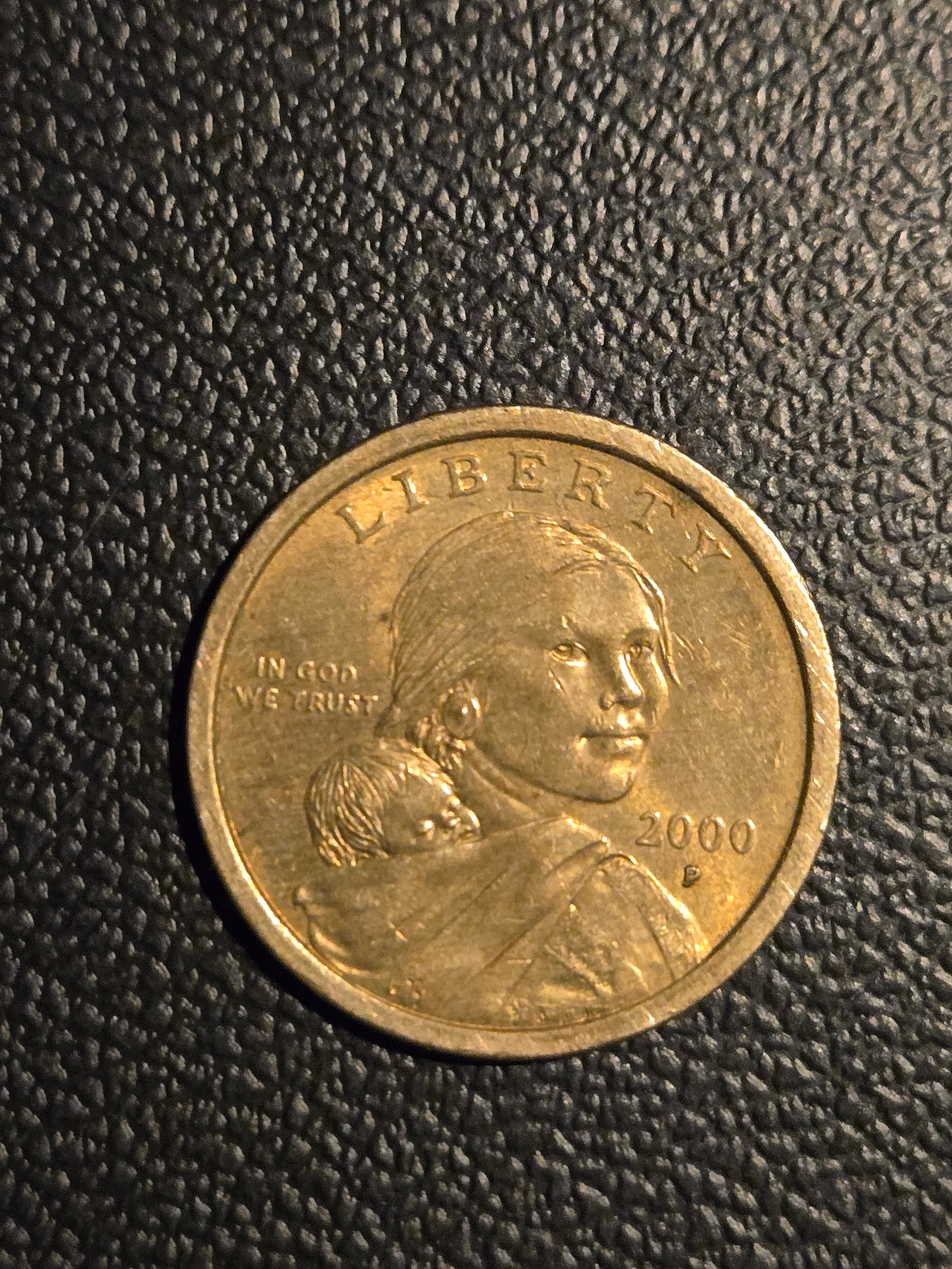 2000 USA Sacagawea 1 Dollar Copper-Nickel Coin - Very Good Condition, Not Graded - Image 1