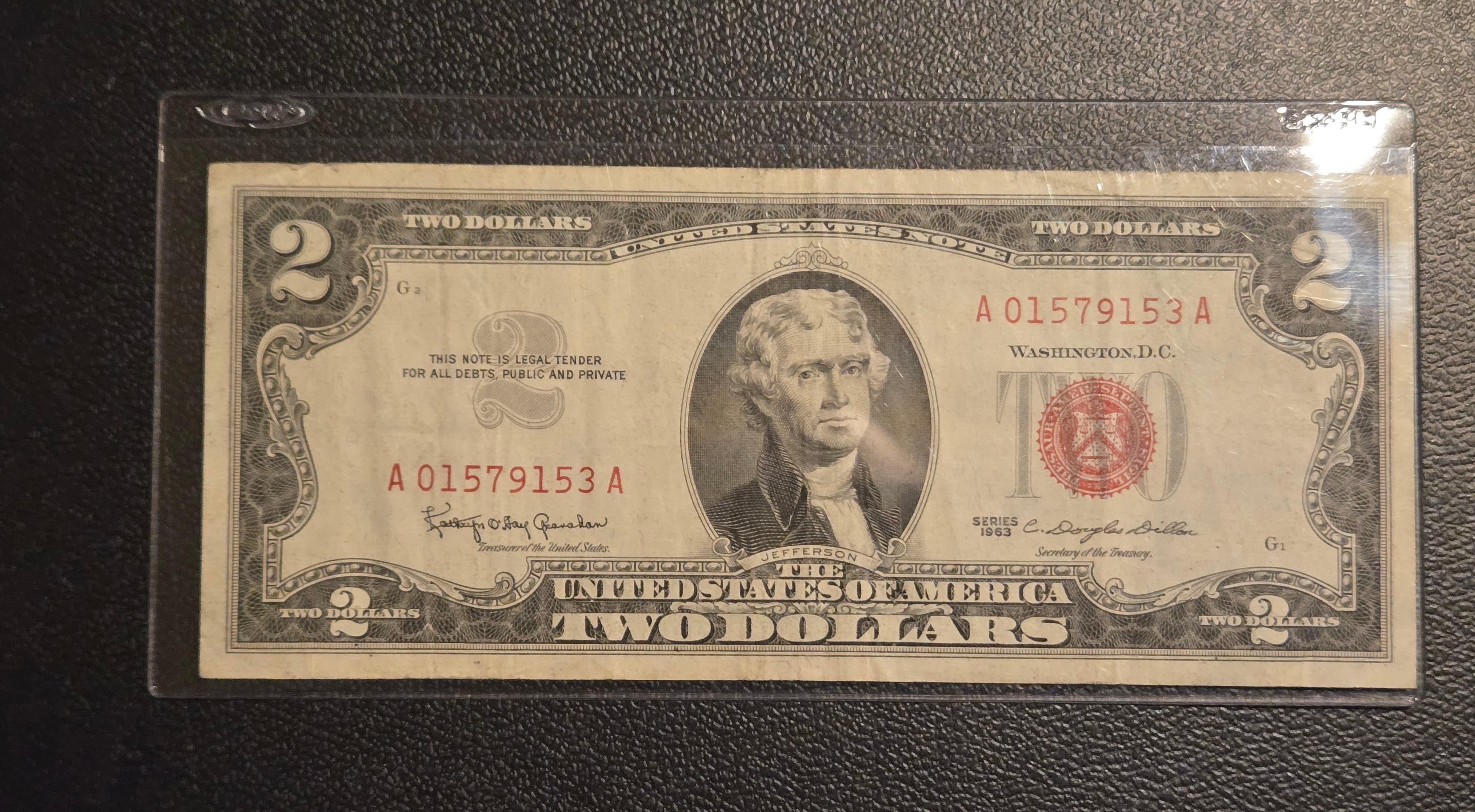 1963 $2 Two Dollar Bill US Currency - Thomas Jefferson - Image 1