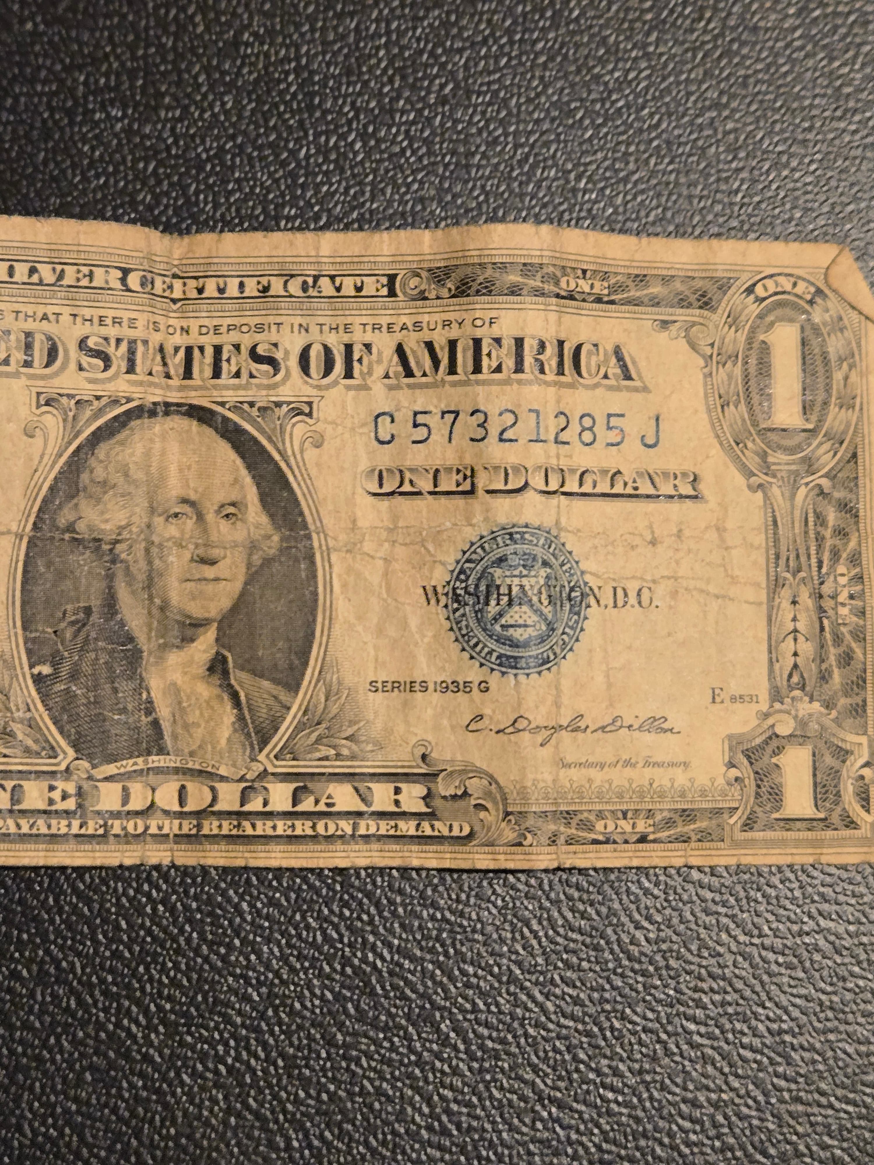 1935 G US Silver Certificate One Dollar Bill - Great Condition - Image 1