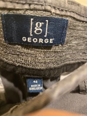 George Cargo Shorts Mens 42 Gray Multi Pocket - Stretch Relaxed Fit Casual - Thumbnail 2