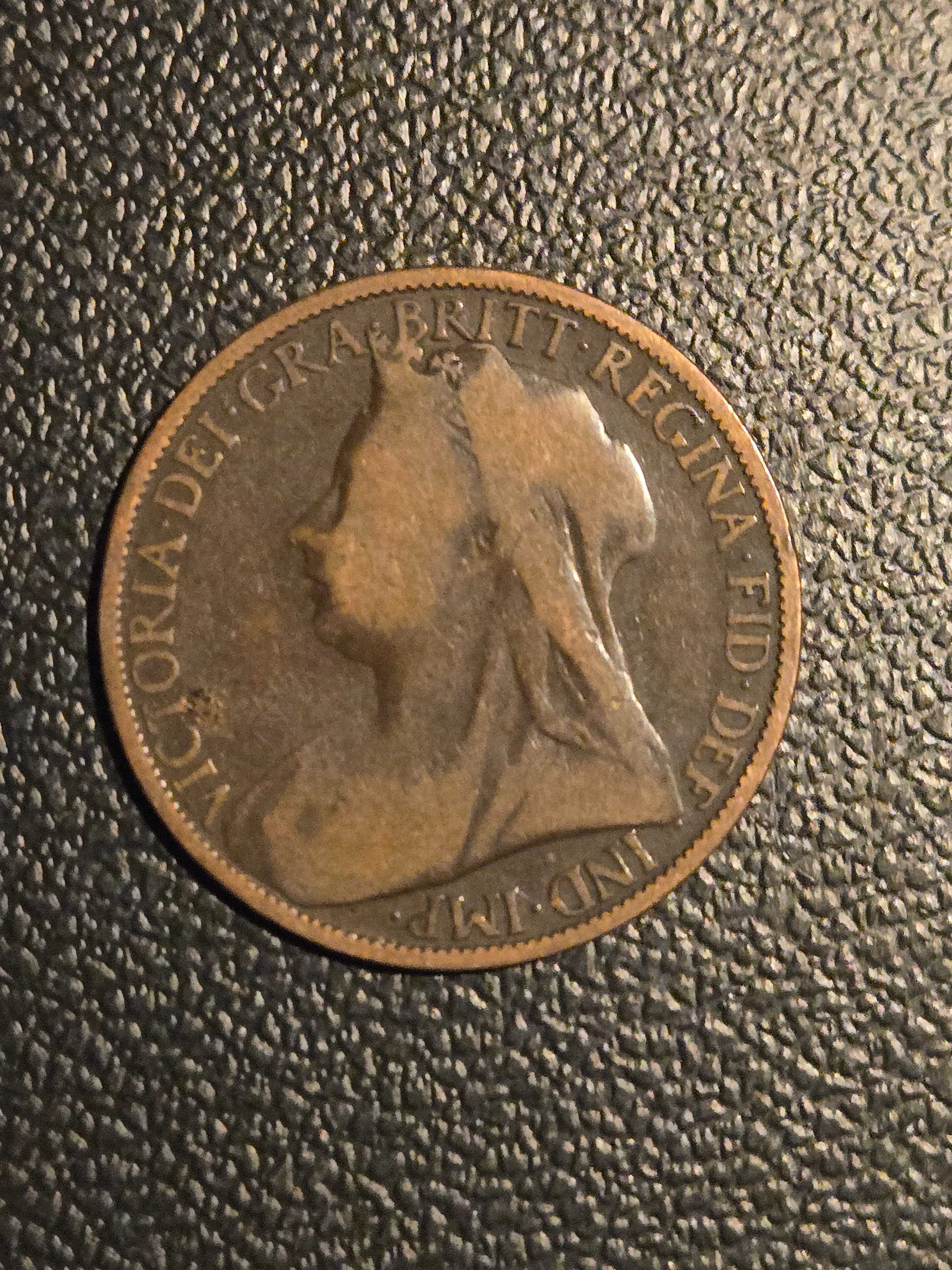 1899 England One Penny Bronze Coin Very Good Condition - Rare Collectible - Thumbnail 2