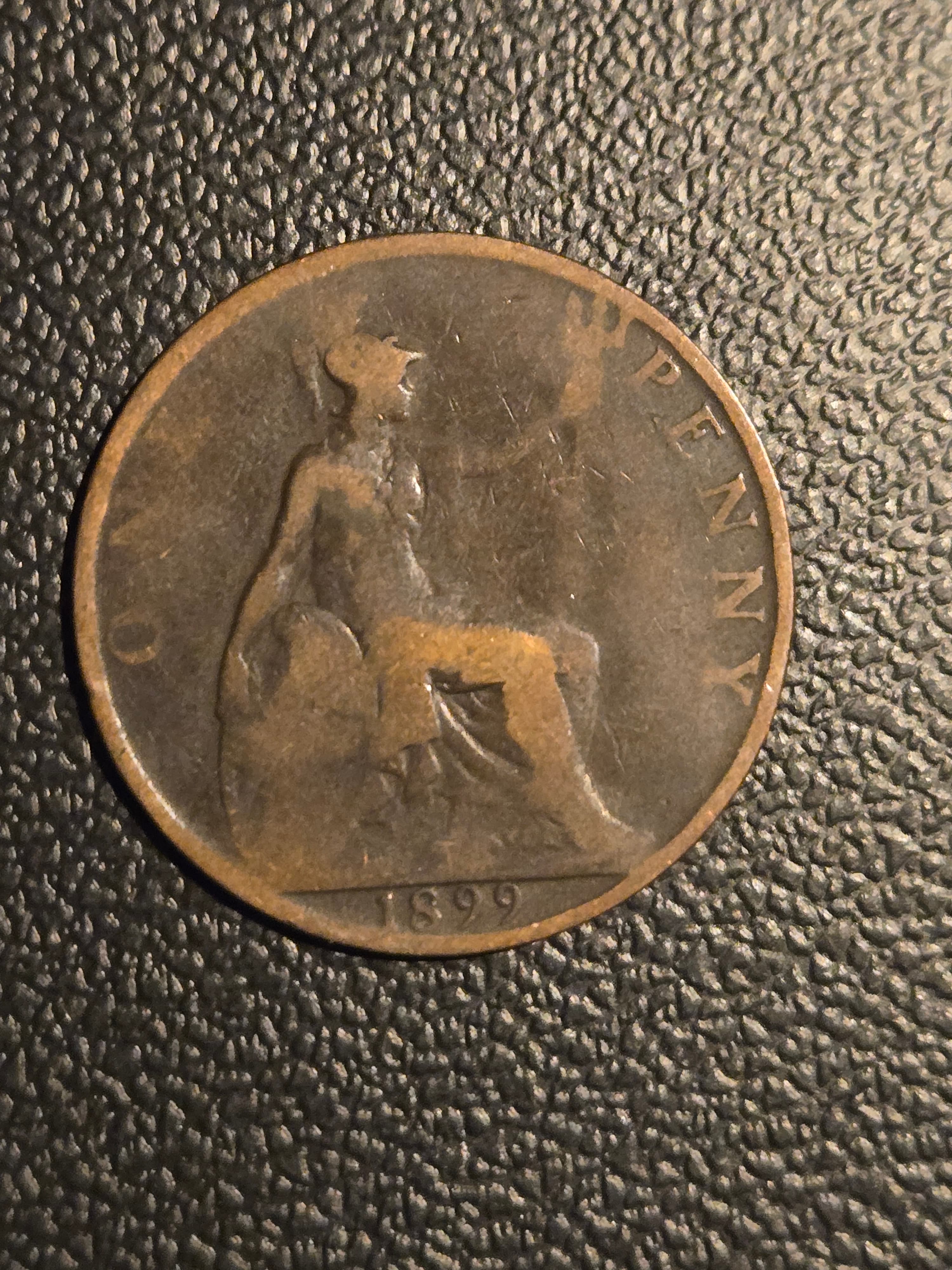 1899 England One Penny Bronze Coin Very Good Condition - Rare Collectible - Image 1