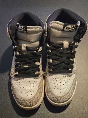 Nike Jordan Air Leather Shoes Youth 5.5Y Gray White Elephant Print High Top - Image 1