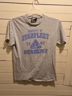 Jerzees NASA Shirt Mens M Gray Starfleet Academy Graphic Short Sleeve Distressed - Image 1