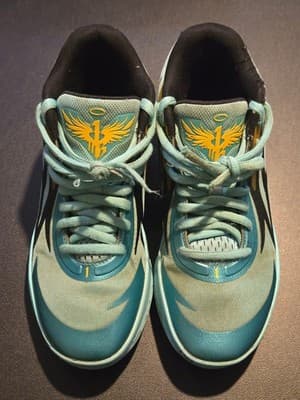 Puma Basketball Shoes Men's 7 Aqua Teal Yellow Athletic Lightweight Sneakers - Image 1