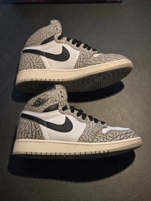 Nike Jordan Air Leather Shoes Youth 5.5Y Gray White Elephant Print High Top - Thumbnail 4