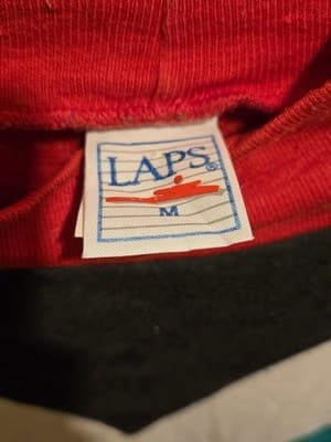 LAPS Sweatshirt Mens M Vintage Colorblock Red Black White Teal Pullover - Thumbnail 2