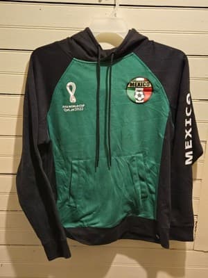 FIFA World Cup Mexico Hoodie Mens M Qatar 2022 Pullover Green Black Official - Image 1