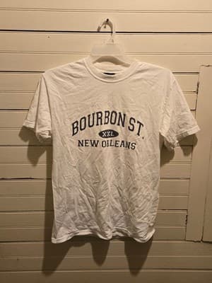 Bourbon St New Orleans T-Shirt Men's M White Short Sleeve Graphic Tee - Image 1