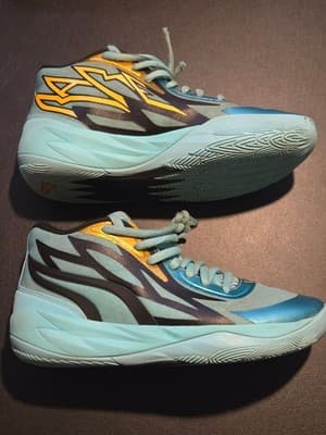 Puma Basketball Shoes Men's 7 Aqua Teal Yellow Athletic Lightweight Sneakers - Thumbnail 4