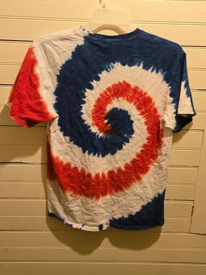 Port & Company T-Shirt Mens M Tie Dye Spiral Red White Blue Buffalove Crewneck - Thumbnail 3