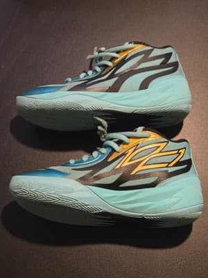 Puma Basketball Shoes Men's 7 Aqua Teal Yellow Athletic Lightweight Sneakers - Thumbnail 3