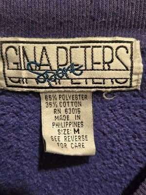Gina Peters Sweatshirt Womens M Purple Embroidered Floral Crewneck Pullover - Thumbnail 2