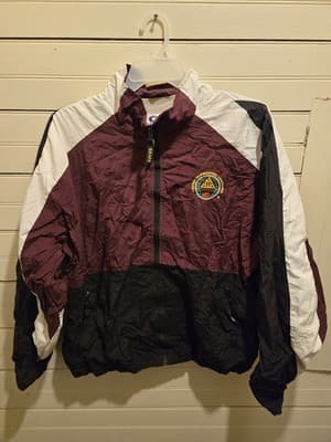 Game Sportswear Jacket Mens XL Maroon Black White Windbreaker ATA Embroidered - Image 1